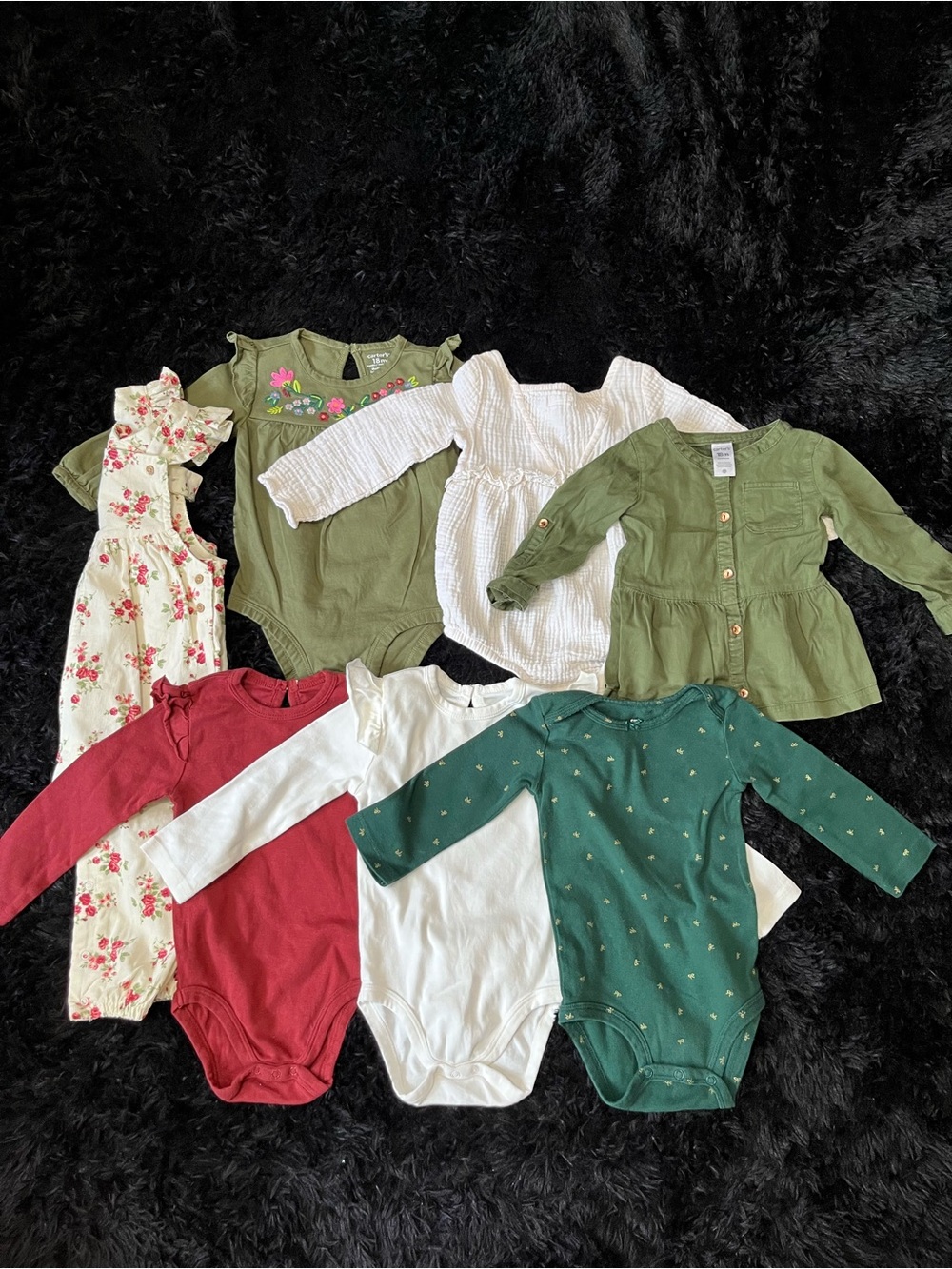 COTTON 18-24 Months Girl FLORAL OVERALLS 7 Piece Bundle